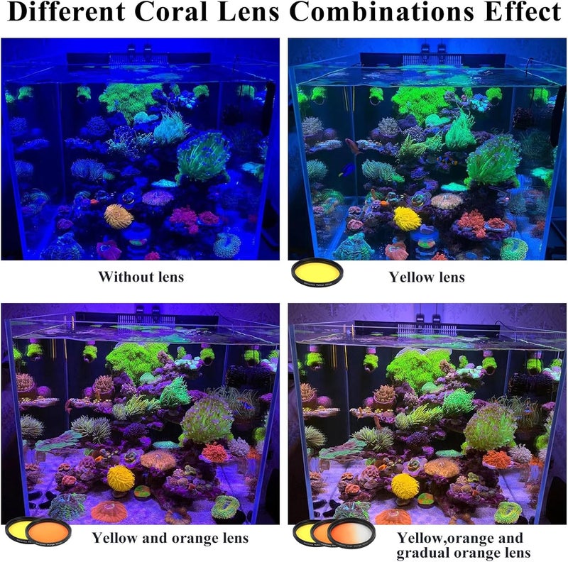 Weramics Coral Lens Aquarium Reef Filter Lens Kits for Phone 8 Coral Lenses Kit Including Orange Gradual-Orange Yellow Gradual-Yellow Pink Macro Start and Polarized CPL len - Image 2